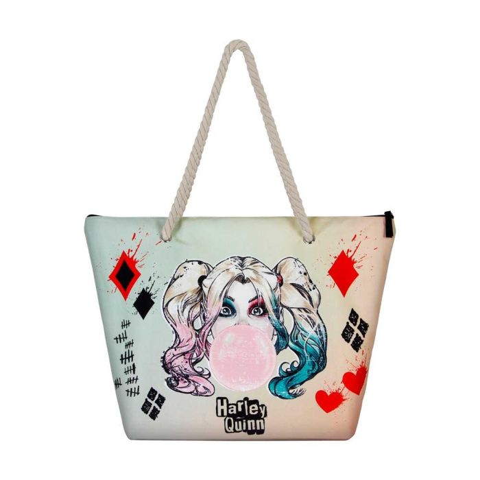 Bolsa de Playa Soleil Mad Love DC Comics Harley Quinn Beige 1