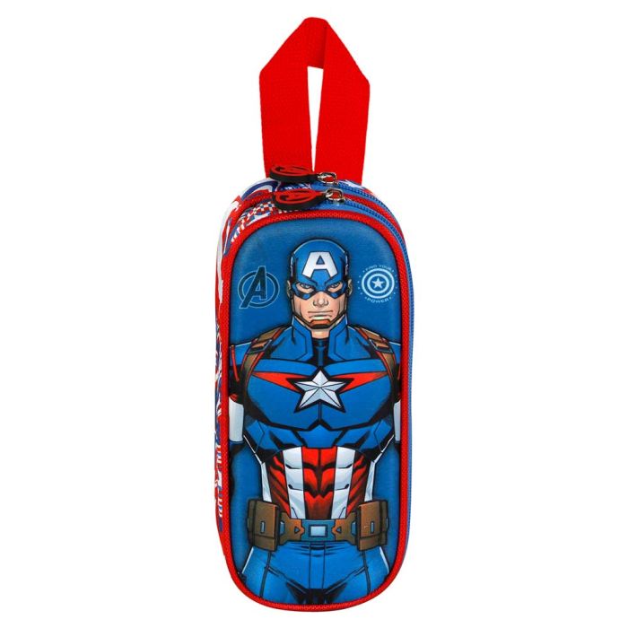 Estuche Portatodo 3D Doble First Marvel Capitán América Azul 1