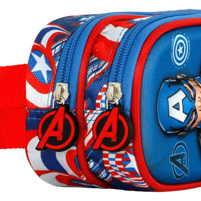 Estuche Portatodo 3D Doble First Marvel Capitán América Azul 3