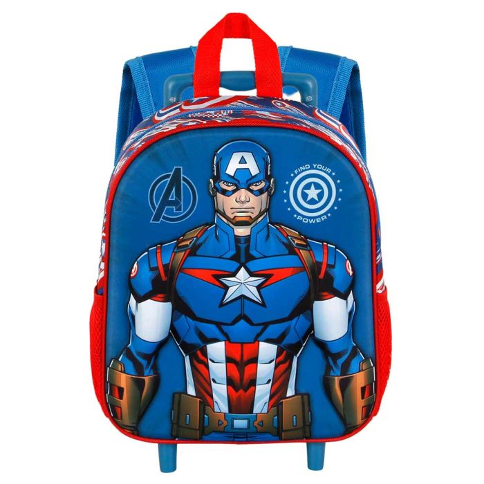 Mochila 3D con Ruedas Pequeña First Marvel Capitán América Azul 1