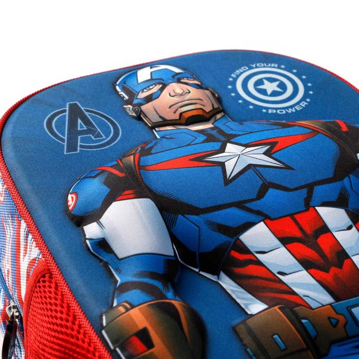 Mochila 3D con Ruedas Pequeña First Marvel Capitán América Azul 4