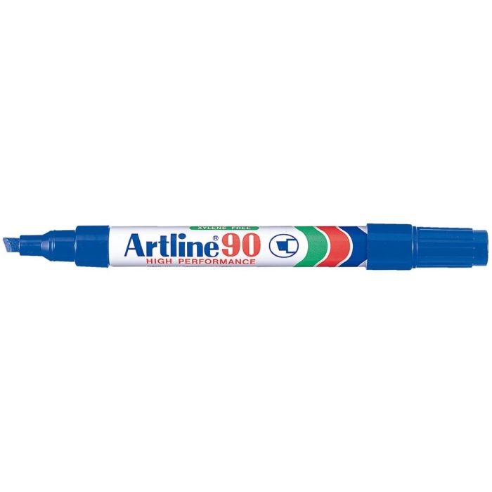 Rotulador Artline Marcador Permanente Ek-90 Azul Punta Biselada 5 mm Papel Metal Y Cristal 12 unidades 2