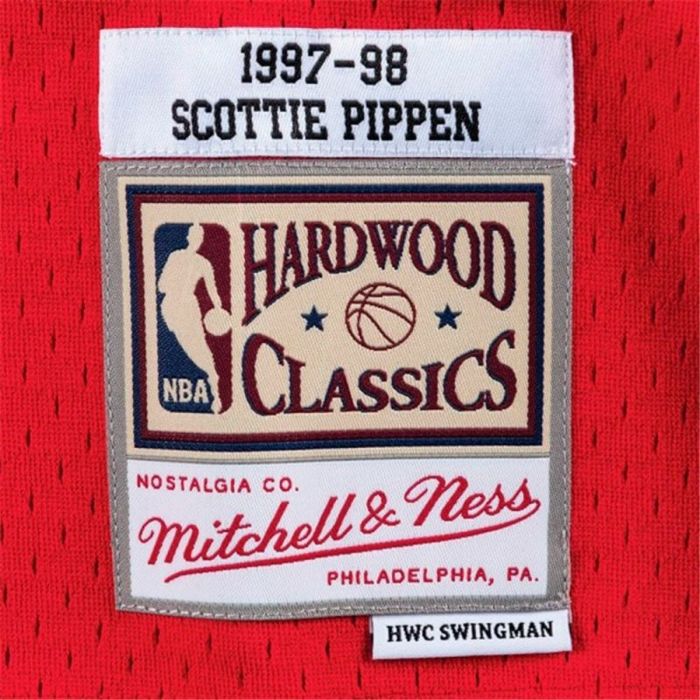 Camiseta de baloncesto Mitchell & Ness Chicago Bull Scotie Pippen Rojo Carmesí 1