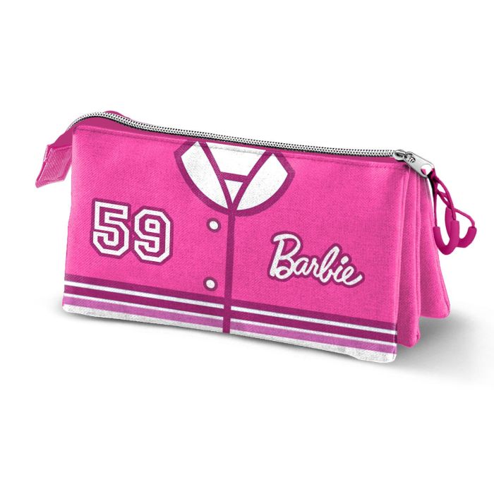 Estuche Portatodo Triple Varsity Barbie Rosa