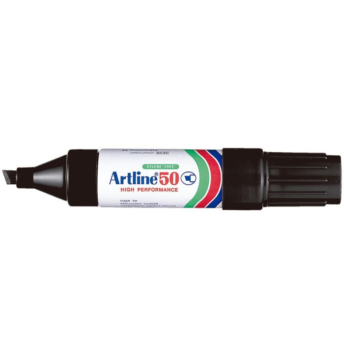 Rotulador Artline Marcador Permanente Ek-50 Negro Punta Biselada 6 mm Papel Metal Y Cristal 12 unidades 1