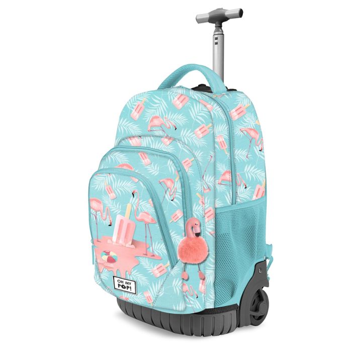 Mochila Trolley GTS FAN Ice Flamingo Oh My Pop Turquesa