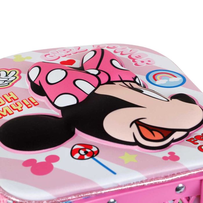 Mochila 3D con Ruedas Pequeña Power Disney Minnie Mouse Rosa 4