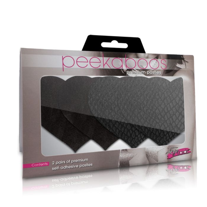 Pezoneras Peekaboo Negro Talla única Corazones 2