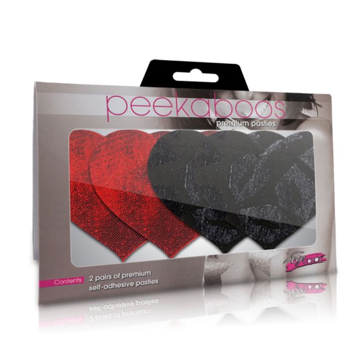 Pezoneras Peekaboo Negro Talla única Corazones 2