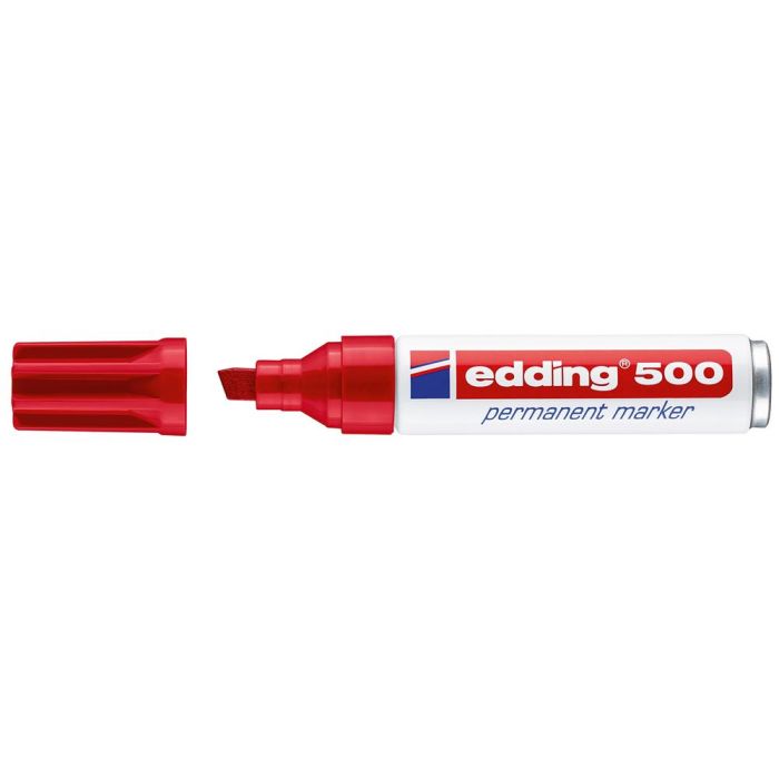 Rotulador Edding Marcador Permanente 500 Rojo Punta Biselada 7 mm 10 unidades 1