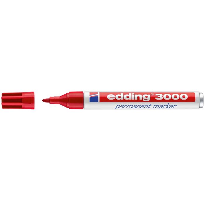 Rotulador Edding Marcador Permanente 3000 Rojo Punta Redonda 1,5-3 mm Recargable 10 unidades 1