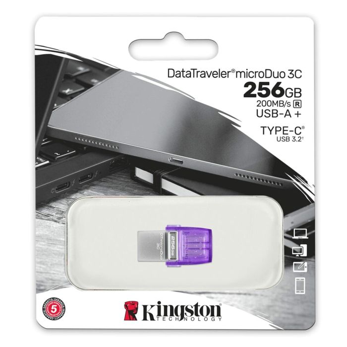 Memoria USB Kingston microDuo 3C Violeta Acero 256 GB (1 unidad) 1