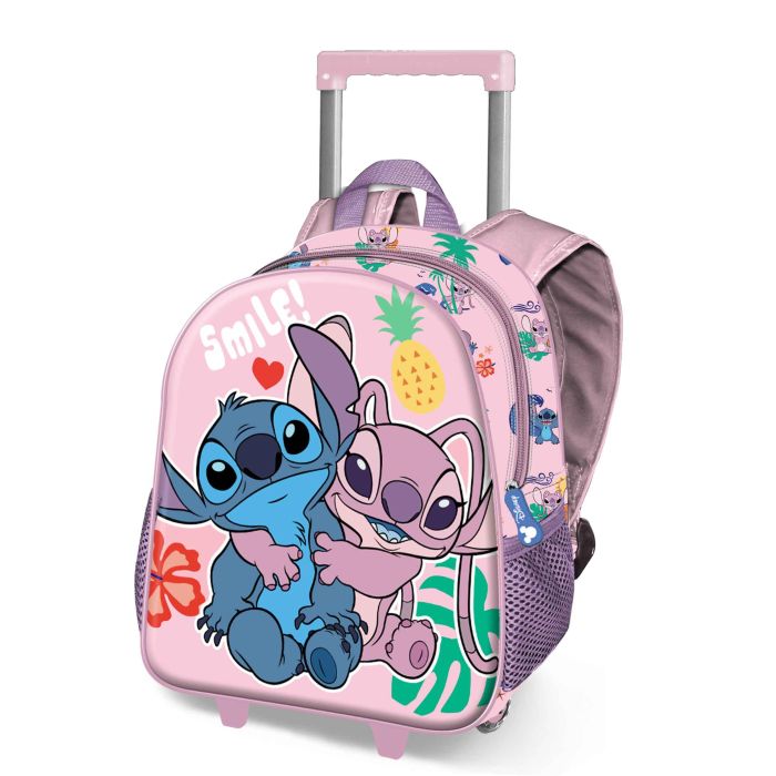 Mochila 3D con Ruedas Pequeña Island Disney Lilo y Stitch Rosa