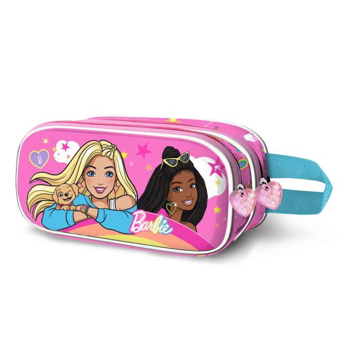 Estuche Portatodo 3D Doble Rainbowy Barbie Rosa