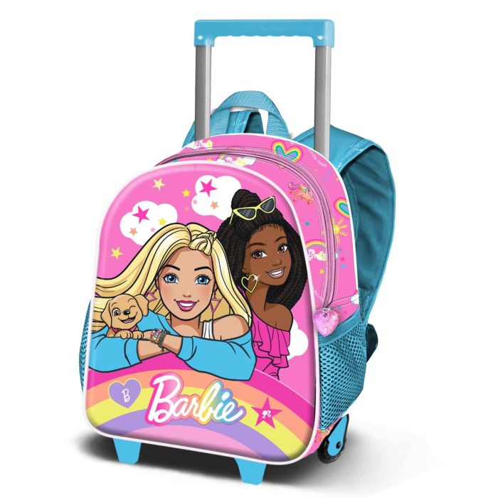 Mochila 3D con Ruedas Pequeña Rainbowy Barbie Rosa