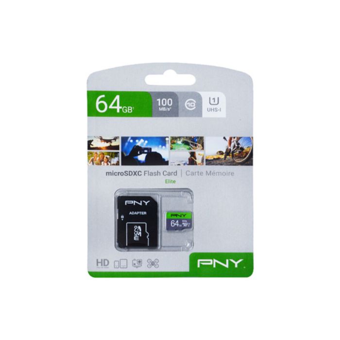 Tarjeta de Memoria Micro SD con Adaptador PNY 64 GB 100 mb/s 2