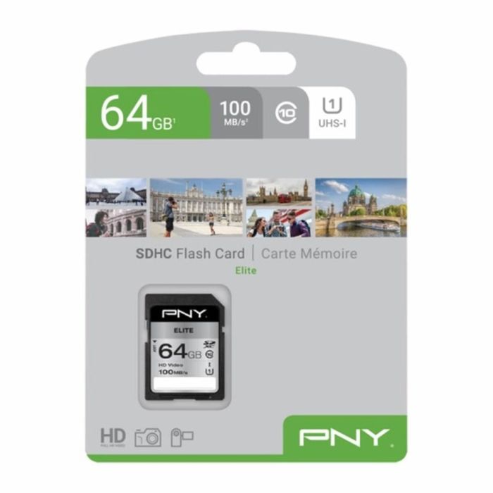 Tarjeta de Memoria Micro SD con Adaptador PNY 64 GB 100 mb/s 1