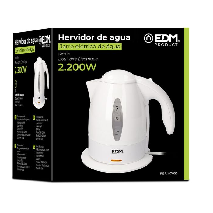 Hervidor de liquidos electrico "kettle" 2200w 1 l ø17,5x20cm edm 1