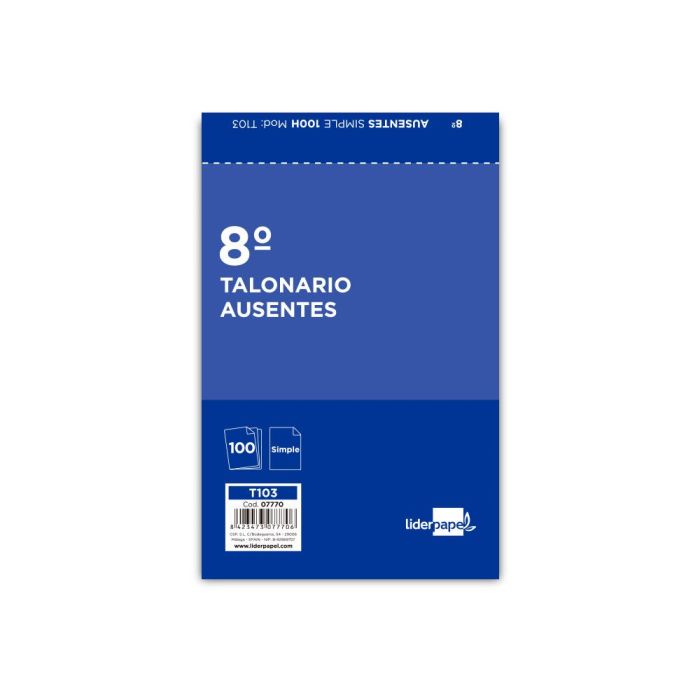 Talonario Liderpapel Ausentes Octavo Original 103 10 unidades 2