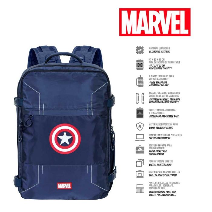 Mochila de Viaje Mercury Grande 47x23x33cm Gears Marvel Capitán América Azul 1