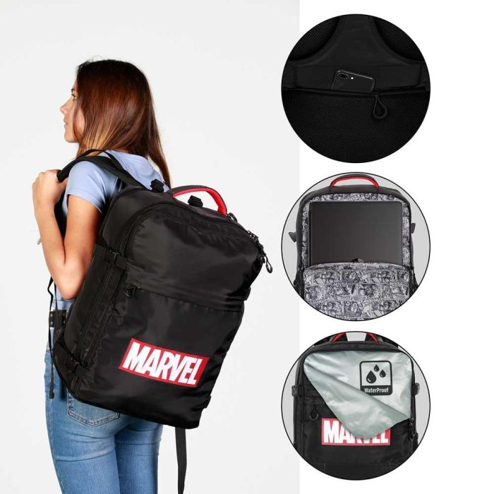 Mochila de Viaje Mercury Grande 47x23x33cm Comics Marvel Negro 3