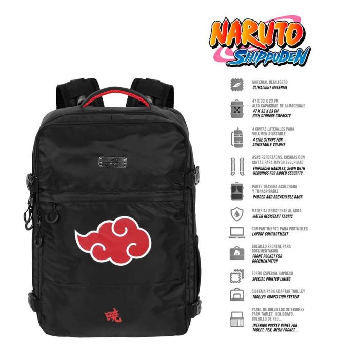 Mochila de Viaje Mercury Grande 47x23x33cm Clouds Naruto Negro 1