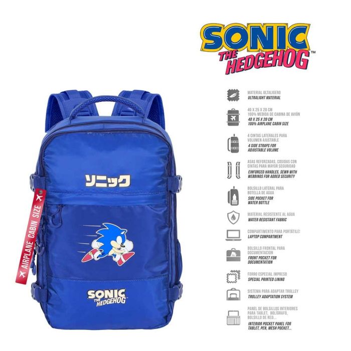 Mochila Mercury Viaje Cabina Avión 40x20x25cm Action Sonic The Hedgehog - SEGA Azul 1