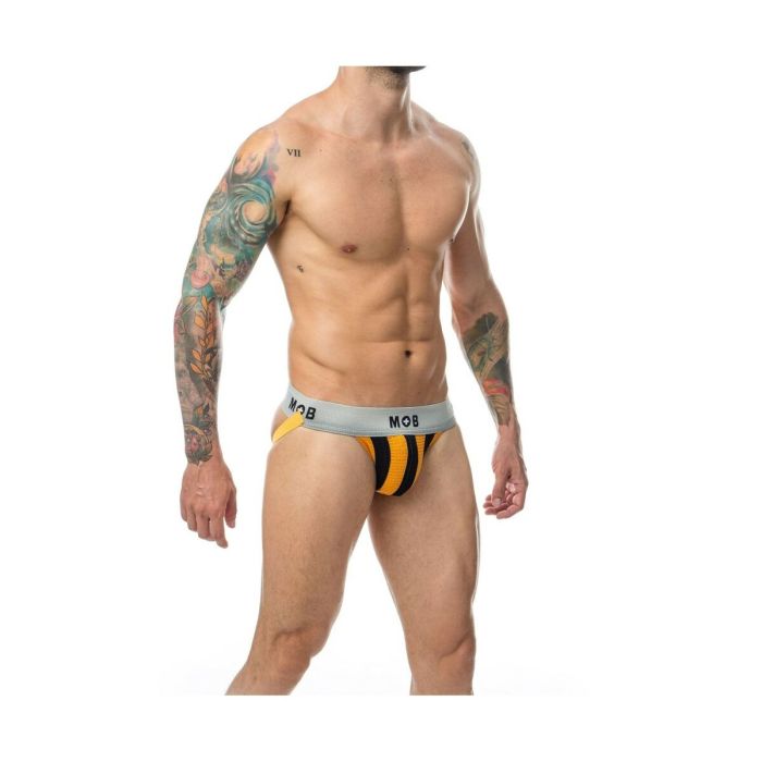 Tanga Mob Eroticwear Negro Naranja XL