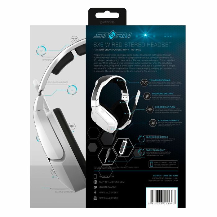 Auriculares con Micrófono GIOTECK SX6 Storm Blanco 5
