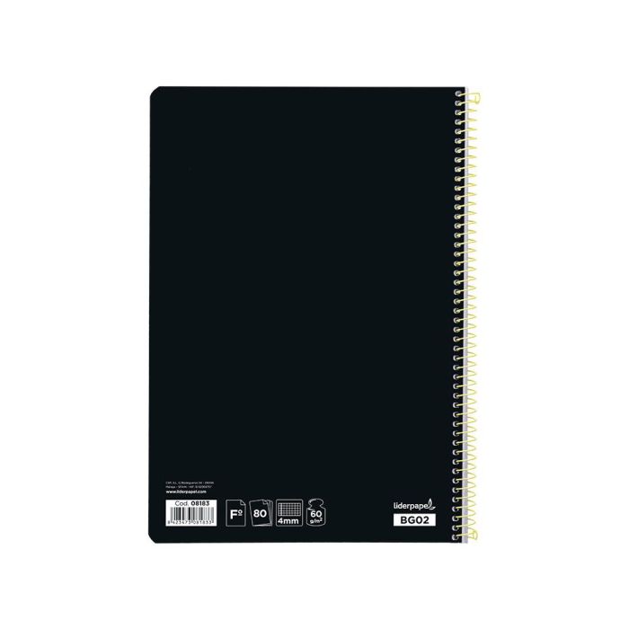 Cuaderno Espiral Liderpapel Folio Smart Tapa Blanda 80H 60 gr Cuadro 4 mm Con Margen Color Negro 10 unidades 2