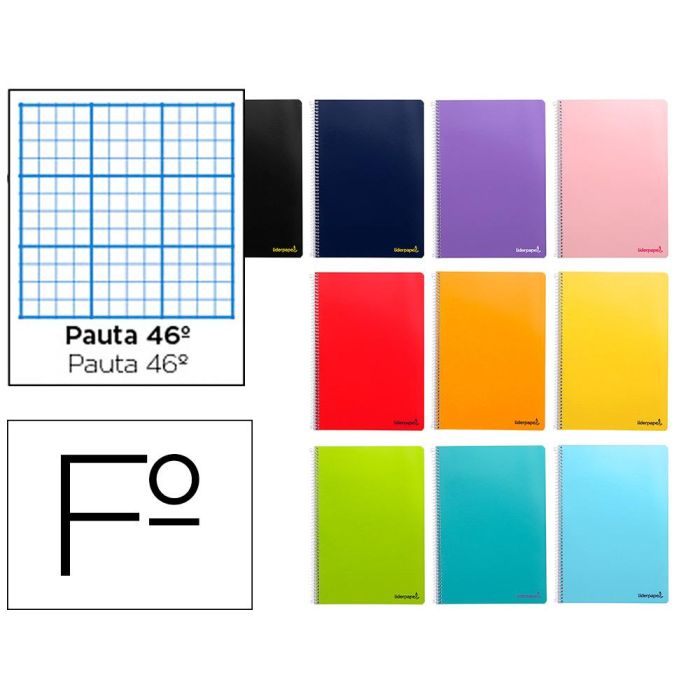 Cuaderno Espiral Liderpapel Folio Smart Tapa Blanda 80H 60 gr Rayado N 46 Colores Surtidos 10 unidades