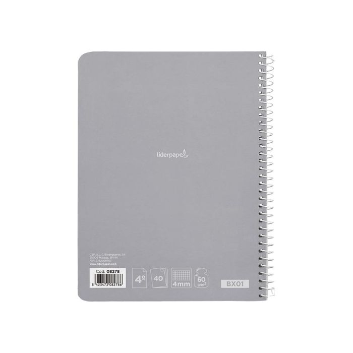 Cuaderno Espiral Liderpapel Cuarto Smart Tapa Blanda 40H 60 gr Cuadro 4 mm Con Margen Colores Surtidos 20 unidades 4
