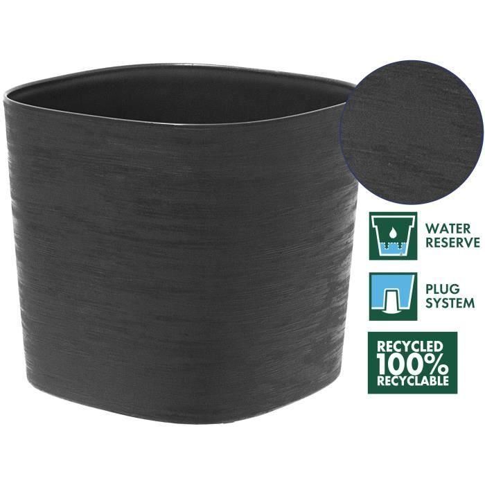 Maceta con reserva de agua - GARDEN ID Respect - Negro-Anth 30 x 30 cm - 100% residuos domésticos - 100% reciclable - Superficie estructurada. 1