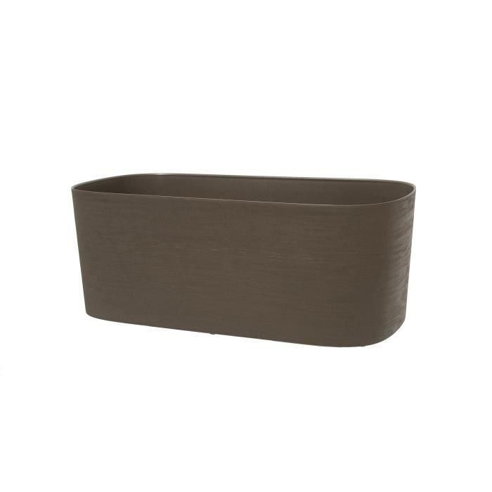 Jardinera XL con reserva de agua - GARDEN ID Respect - Taupe 80 x 38 cm - 100% residuos domésticos - 100% reciclable - Superficie estructurada.