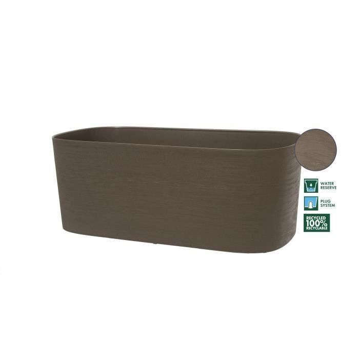 Jardinera XL con reserva de agua - GARDEN ID Respect - Taupe 80 x 38 cm - 100% residuos domésticos - 100% reciclable - Superficie estructurada. 1