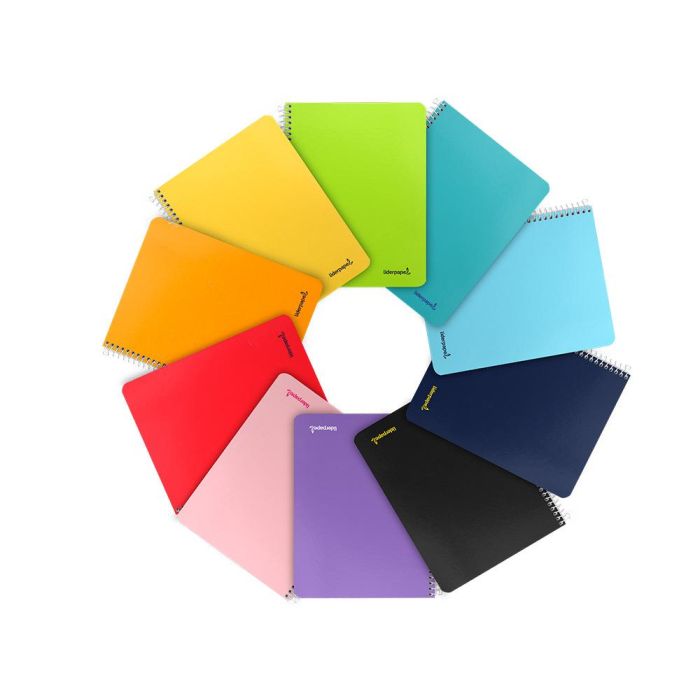 Cuaderno Espiral Liderpapel Cuarto Smart Tapa Blanda 80H 60 gr Pauta 2,5 mm Con Margen Colores Surtidos 10 unidades 2