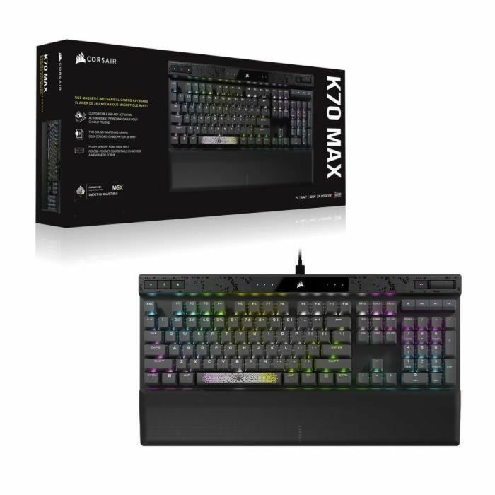 Teclado Bluetooth Corsair K70 MAX RGB Negro Gris Francés AZERTY 3