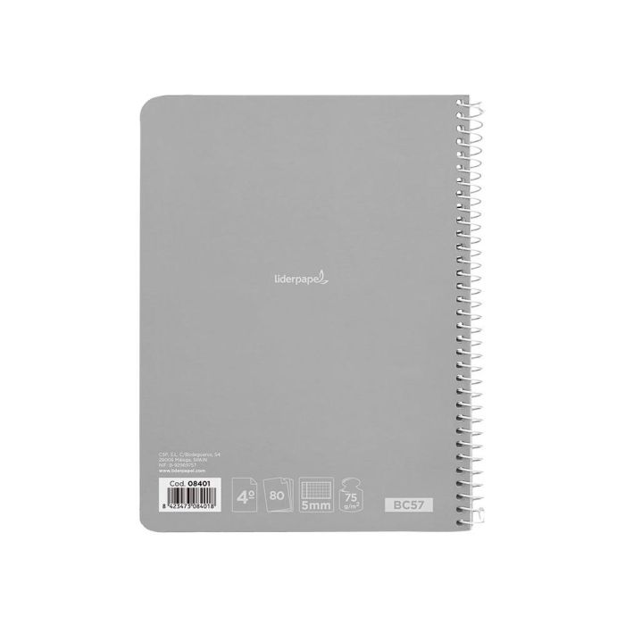 Cuaderno Espiral Liderpapel Cuarto Witty Tapa Dura 80H 75 gr Cuadro 5 mm Con Margen Colores Surtidos 5 unidades 4