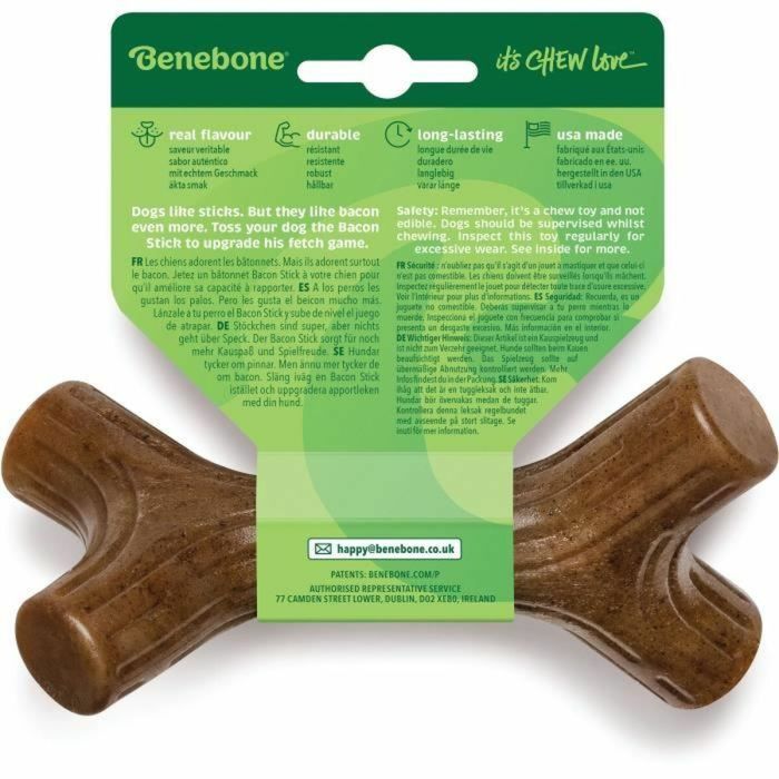 Benebone Juguete masticable para perros adultos, Talla S, sabor tocino, duradero y resistente