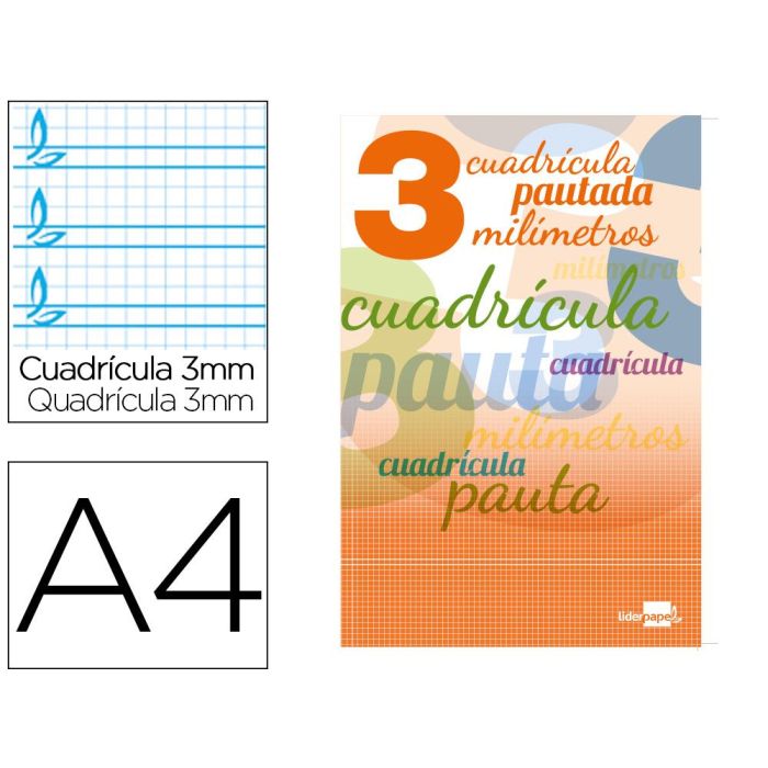 Libreta Liderpapel Pautaguia Tapa Cartoncillo 32 Hojas Din A4 70 gr Cuadriculado Pautado 3 mm 10 unidades