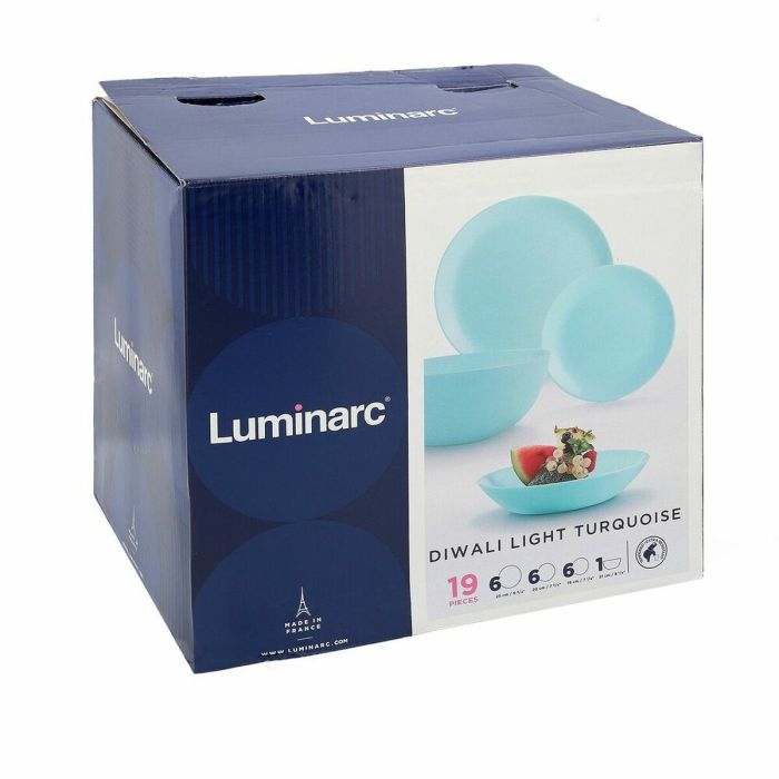 Vajilla Luminarc Diwali Turquesa Vidrio (19 piezas) 1 Vajilla Luminarc Diwali Turquesa Vidrio (19 piezas) 1