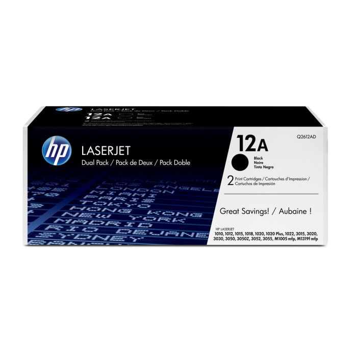 Toner Hp Laserjet 1010 1012 1015 1018 1020 1022 3015 3020 3030 3050 3052 3055 12A Negro Pack 2 2.000 Pag