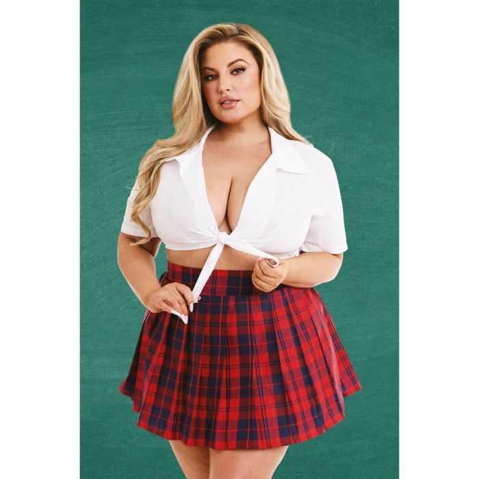 Disfraz Erótico Teacher’s Pet School Girl Rojo Queen size 6