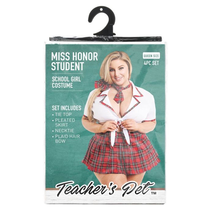 Disfraz Erótico Teacher’s Pet School Girl Rojo Queen size 4