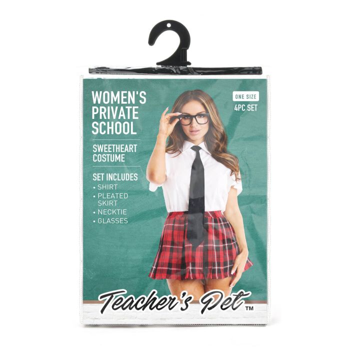 Disfraz Erótico Teacher’s Pet School Girl Rojo Talla única 2