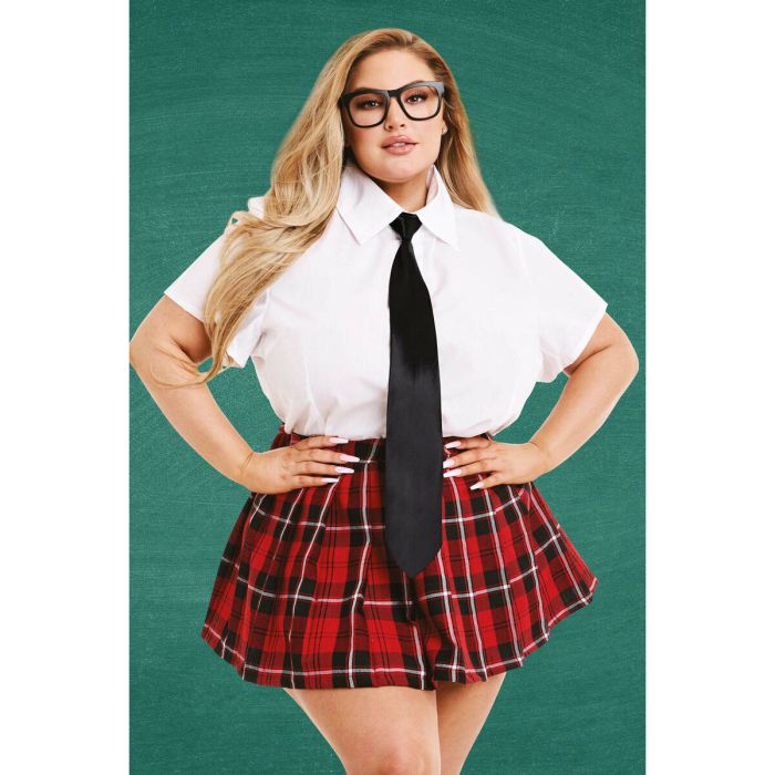 Disfraz Erótico Teacher’s Pet School Girl Rojo Queen size 5