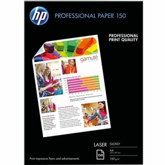 Papel fotográfico brillante HP Professional 150 GSM - 150 hojas - A4 - compatible con impresoras láser