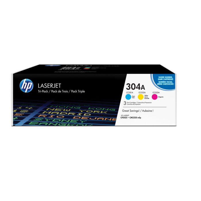 Hp Toner Laser Tricolor 304A Pack 3 Cc531-Cc532-Cc533