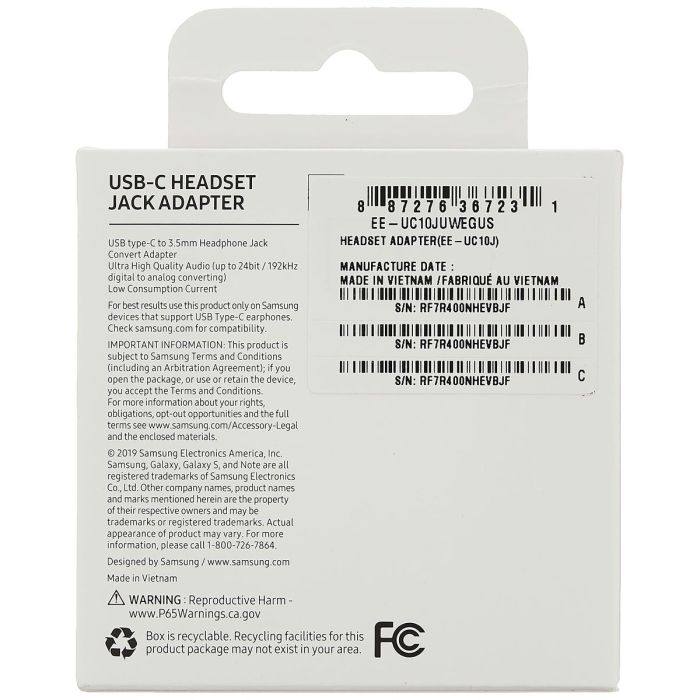 Adaptador USB C a Jack 3.5 mm Samsung EE-UC10JUWE 1