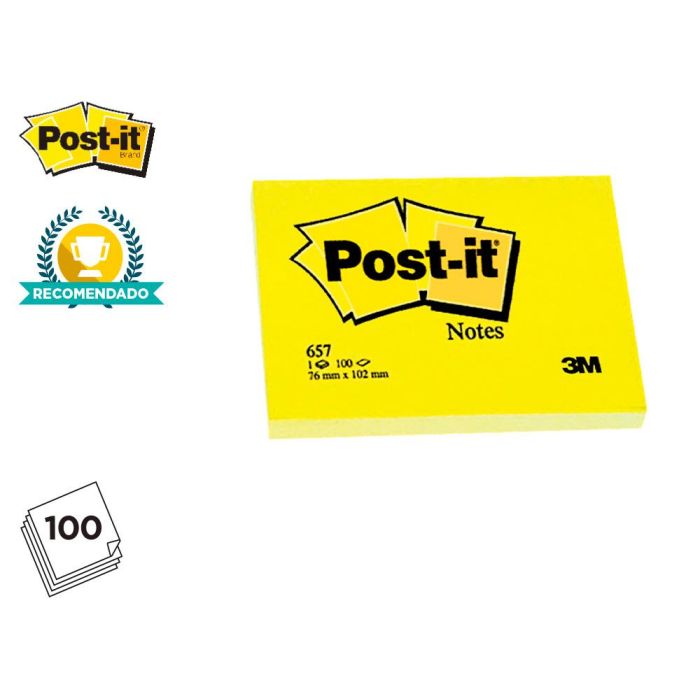 Bloc De Notas Adhesivas Quita Y Pon Post-It 38x51 mm Con 100 Hojas 653E 12 unidades 2